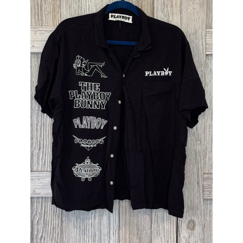 Playboy by Pacsun The Playboy Bunny Graphic Collared Button Shirt Mens Medium